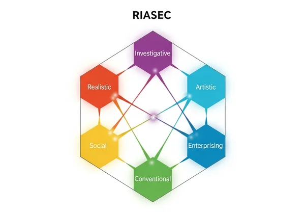 Hình lục giác Holland với các loại và mối quan hệ RIASEC