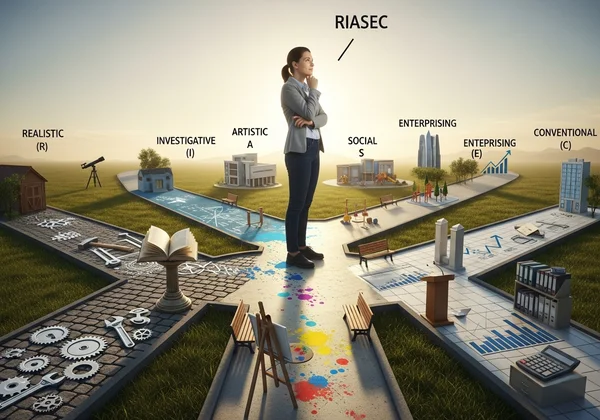 Person exploring various career paths based on their interests