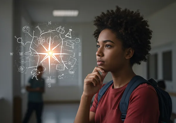 Student using RIASEC test as a guide for college major