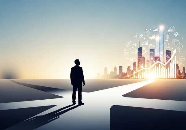 Person looking towards a bright career path