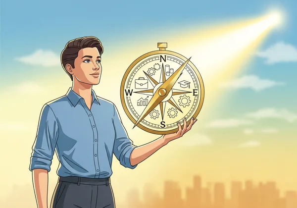 Person using a compass to navigate career path
