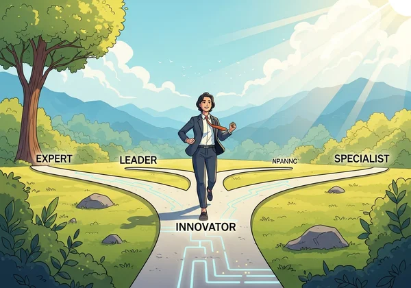 Individual choosing tailored career advancement path