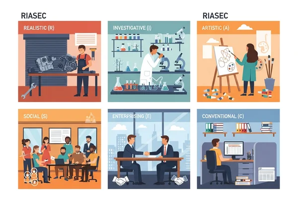 Six distinct RIASEC work environments