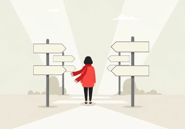 Person looking at signposts representing career paths